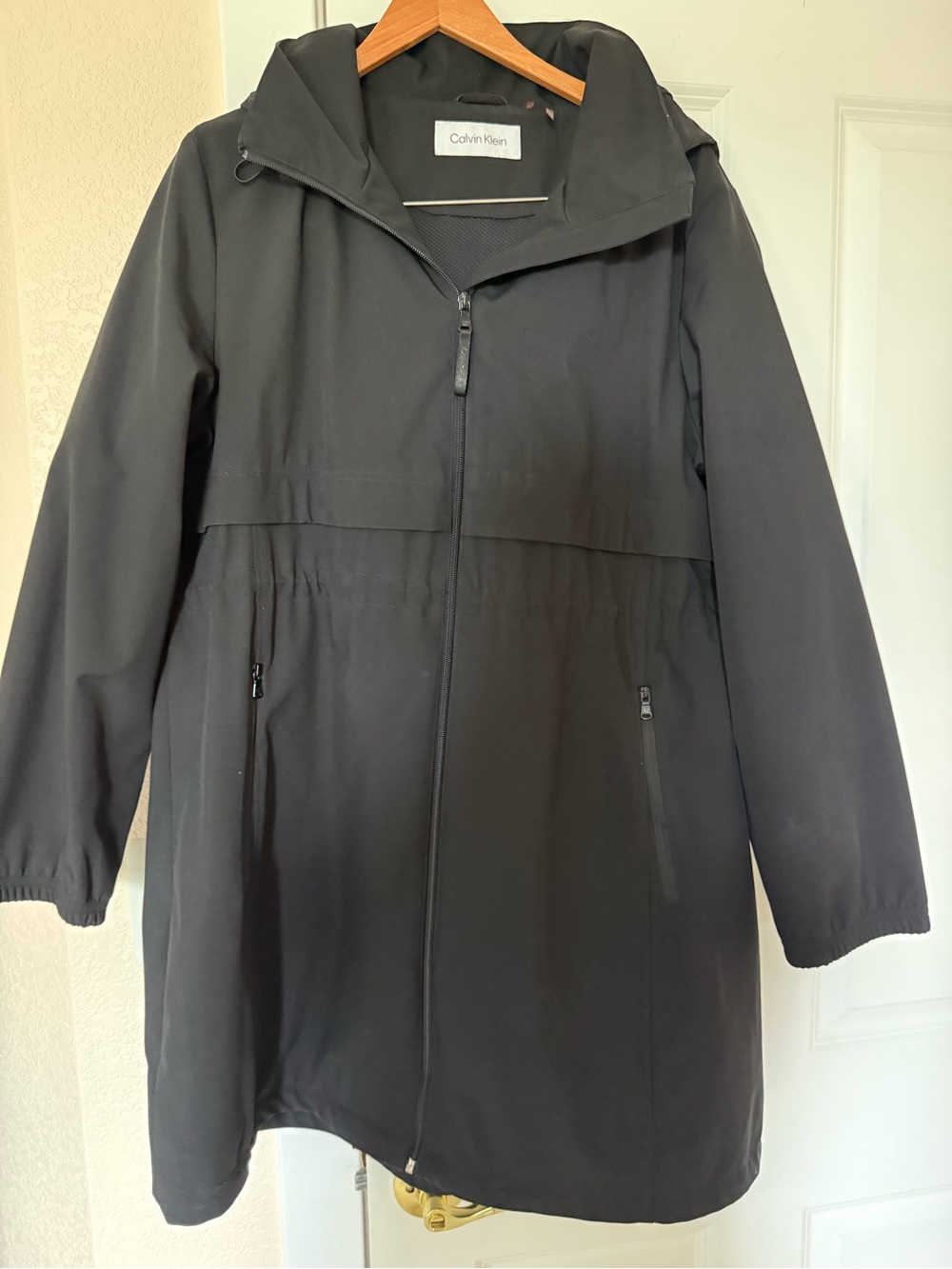 Calvin Klein Black Hooded Long Trench Coat